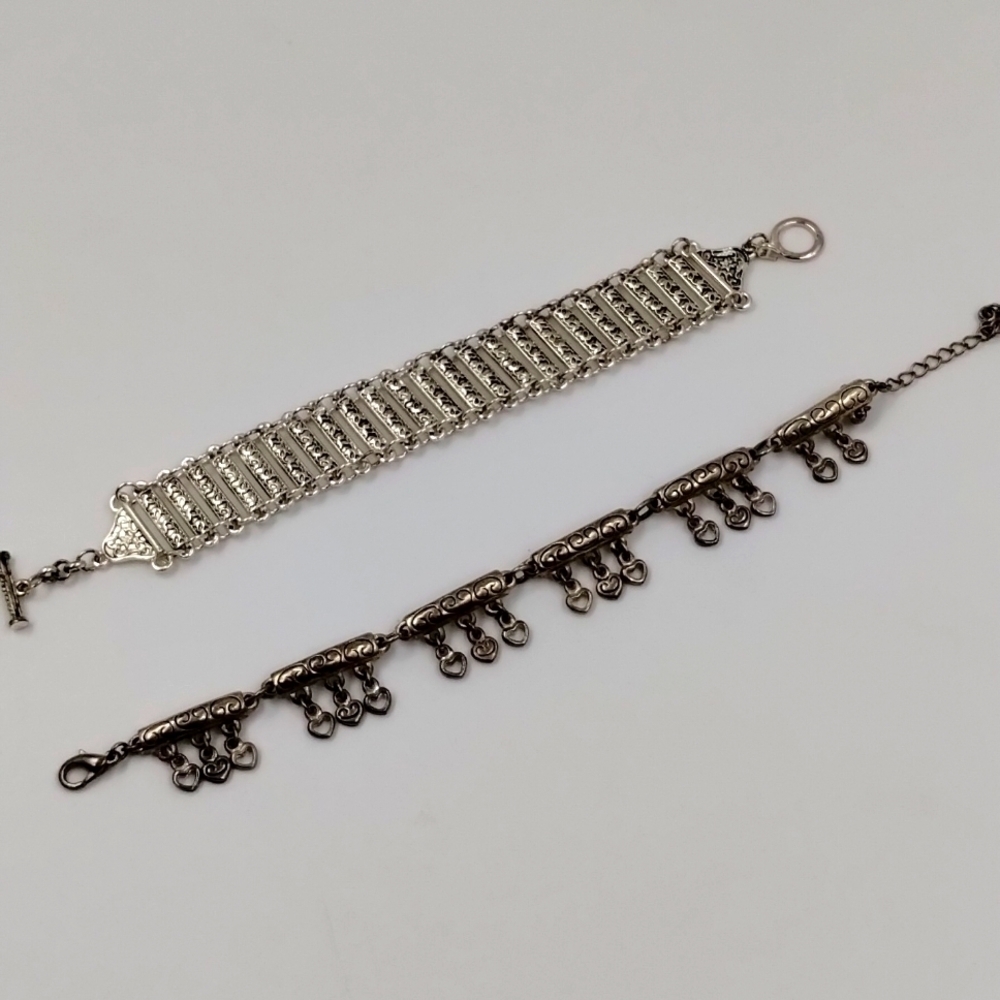 Two silver cuff bracelets women's unbranded